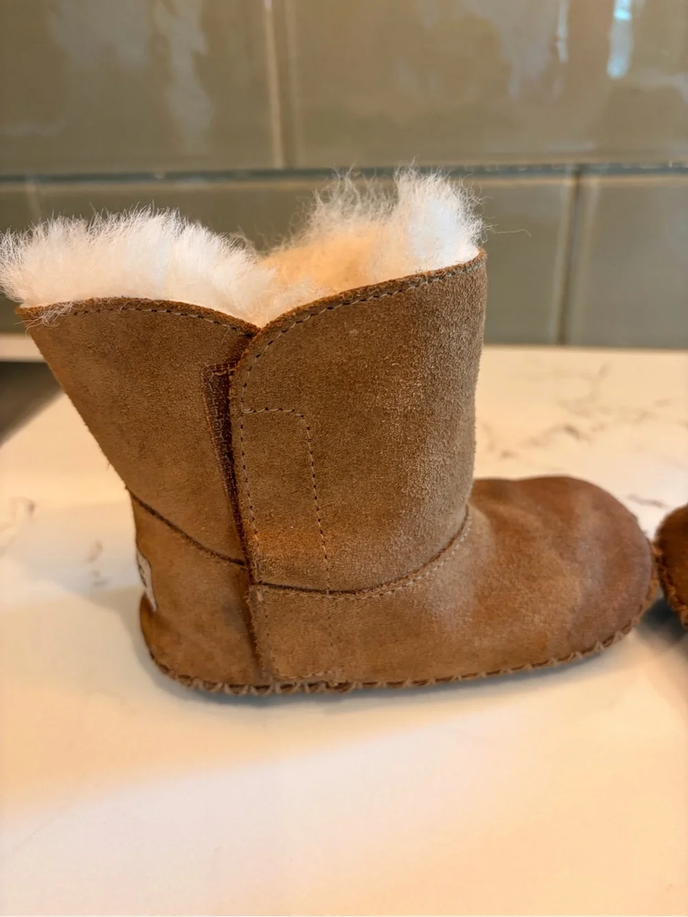 UGG Chestnut Suede Baby Booties with Shearling Size 4/5